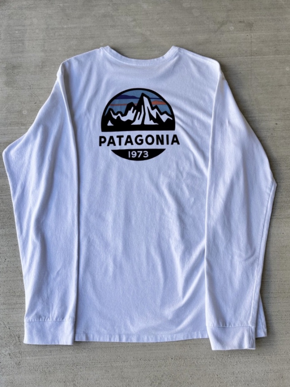 Patagonia '73 Text Logo Responsibili-Tee Long Sleeve | White | Size M